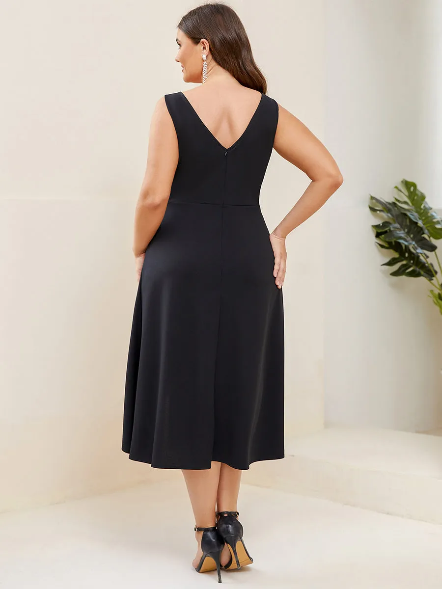 Plus Sleeveless Asymmetrical Hem Wholesale Evening Dresses with V Neck