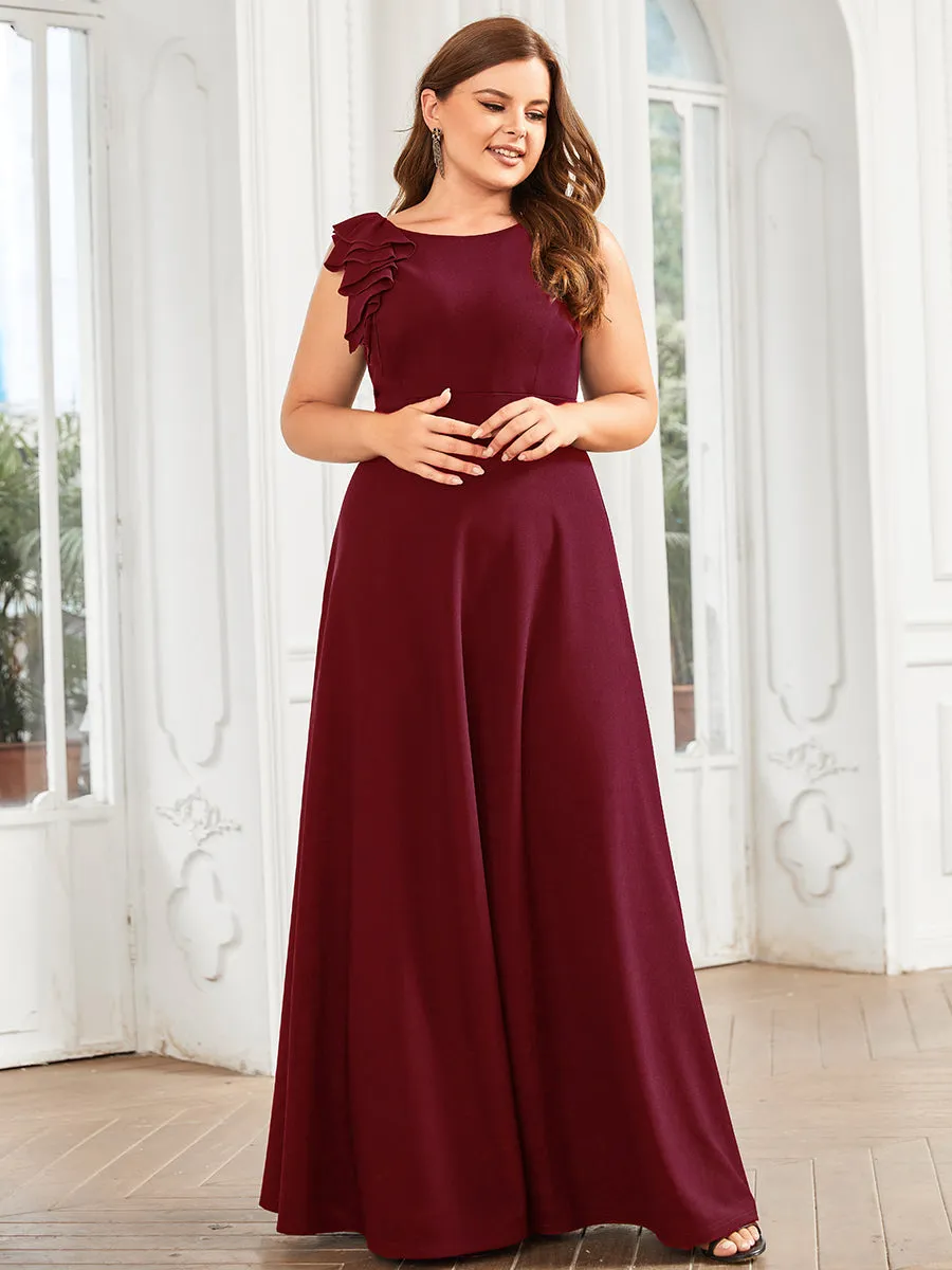 Plus Sleeveless Round Neck A Line Floor Length Wholesale Evening Dresses