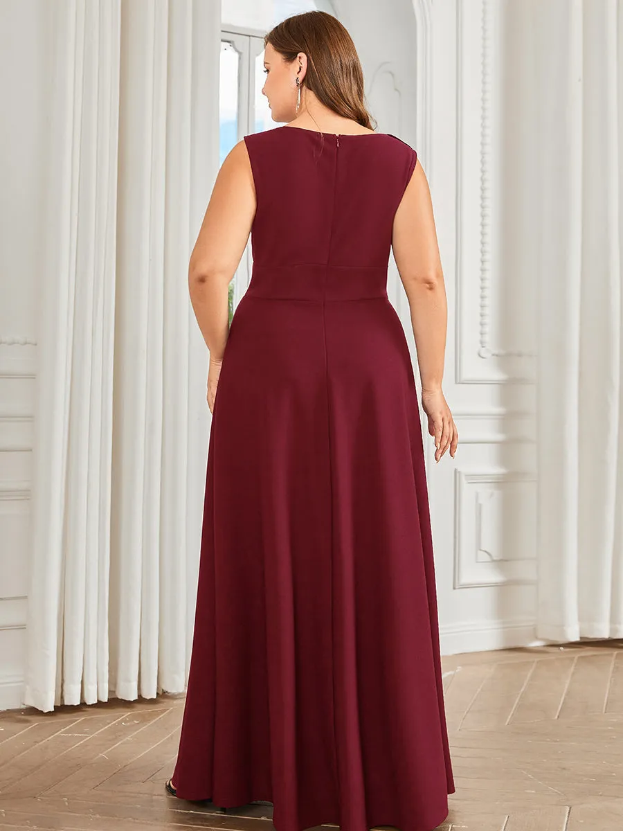 Plus Sleeveless Round Neck A Line Floor Length Wholesale Evening Dresses