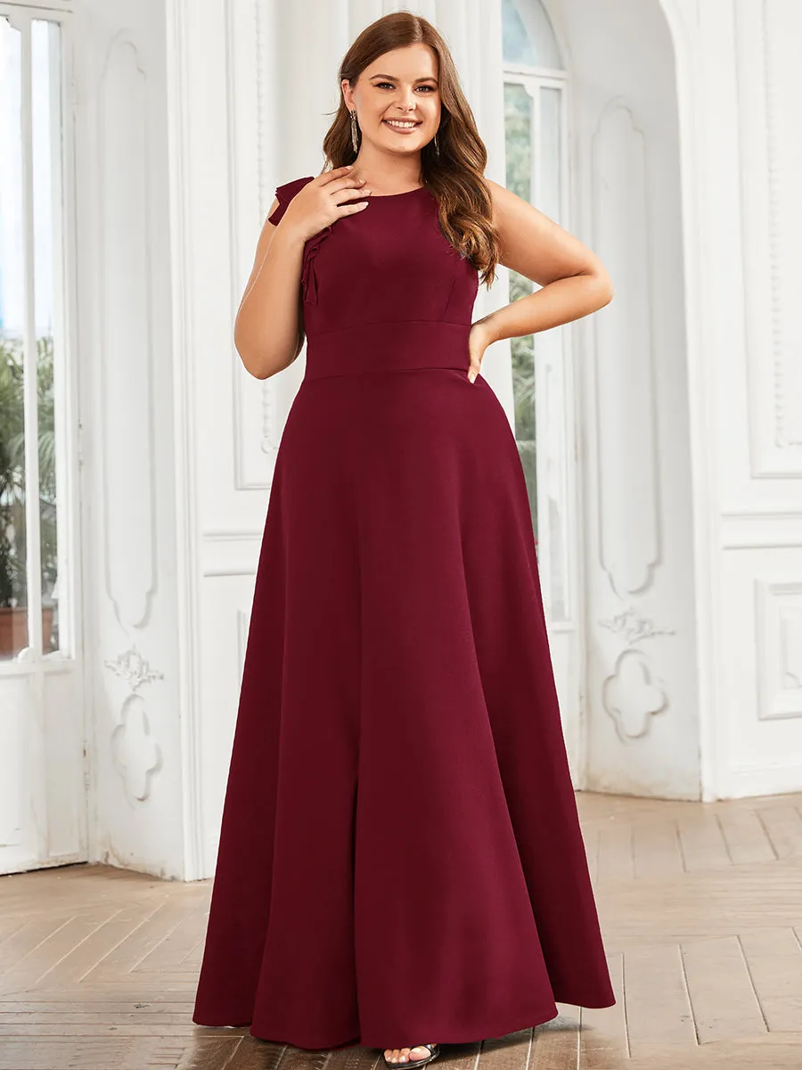 Plus Sleeveless Round Neck A Line Floor Length Wholesale Evening Dresses