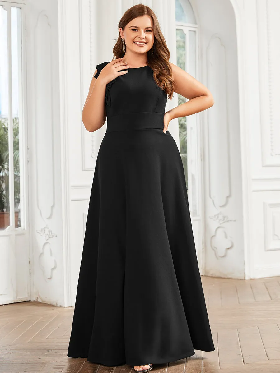 Plus Sleeveless Round Neck A Line Floor Length Wholesale Evening Dresses