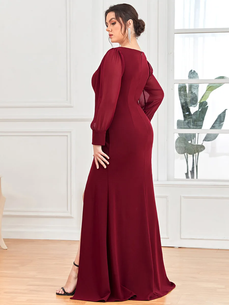 Plus Square Neckline Long Sleeves A Line Wholesale Evening Dresses