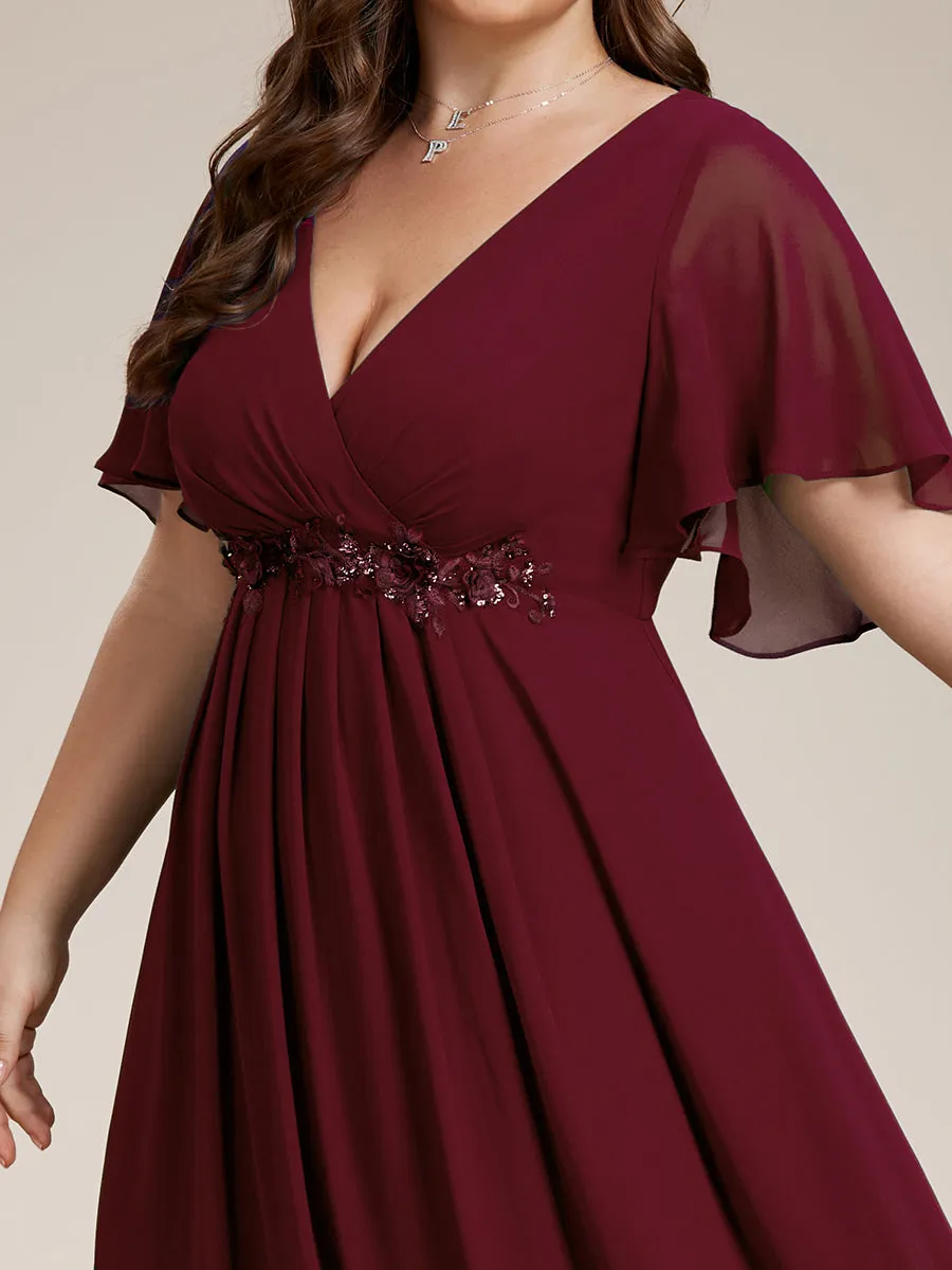 Plus V Neck Appliques Pleated Wholesale Bridesmaid Dresses