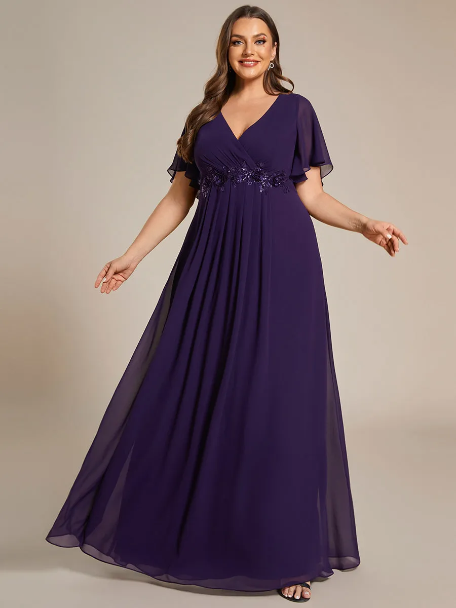 Plus V Neck Appliques Pleated Wholesale Bridesmaid Dresses