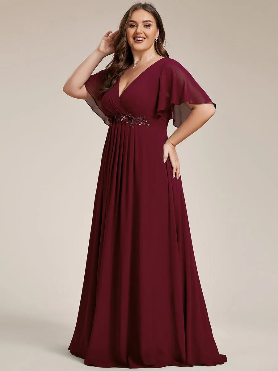 Plus V Neck Appliques Pleated Wholesale Bridesmaid Dresses