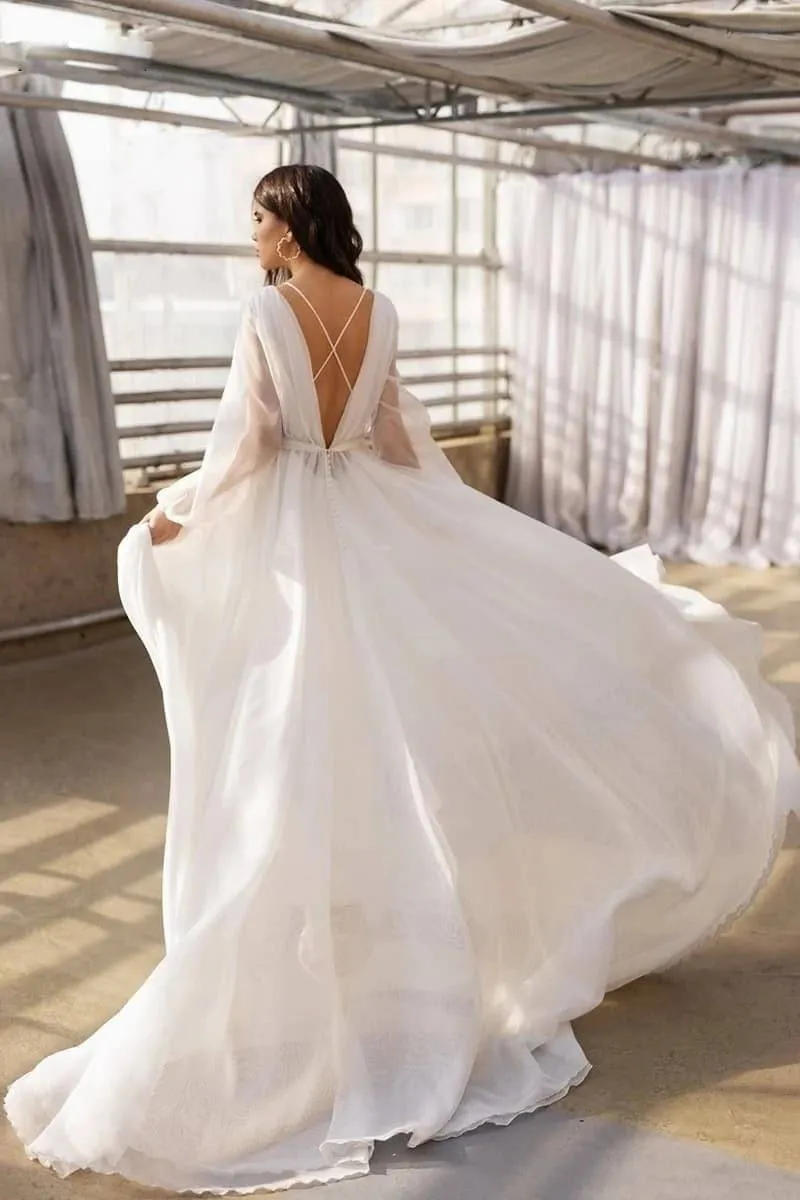 Puff Sleeved Delight Bridal Gown