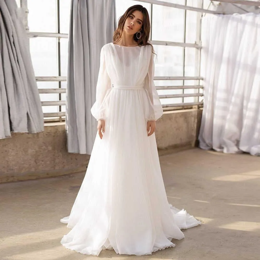 Puff Sleeved Delight Bridal Gown