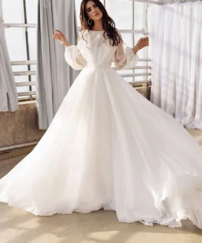 Puff Sleeved Delight Bridal Gown