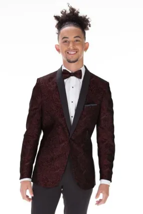 "Aries" Burgundy Paisley Shawl Tuxedo Jacket (Separates)