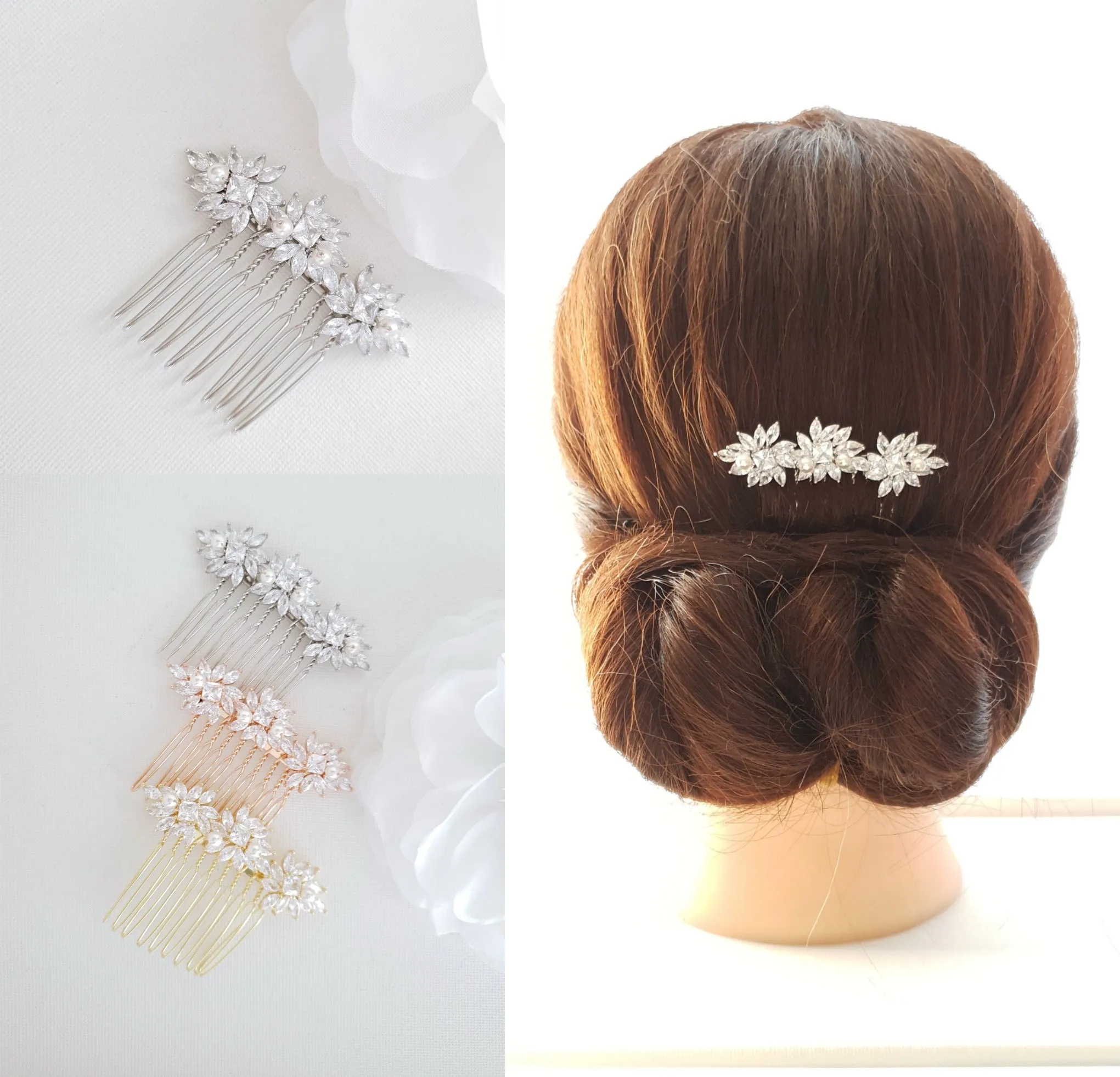 Rose Gold Hair Combs for Brides- Bridget