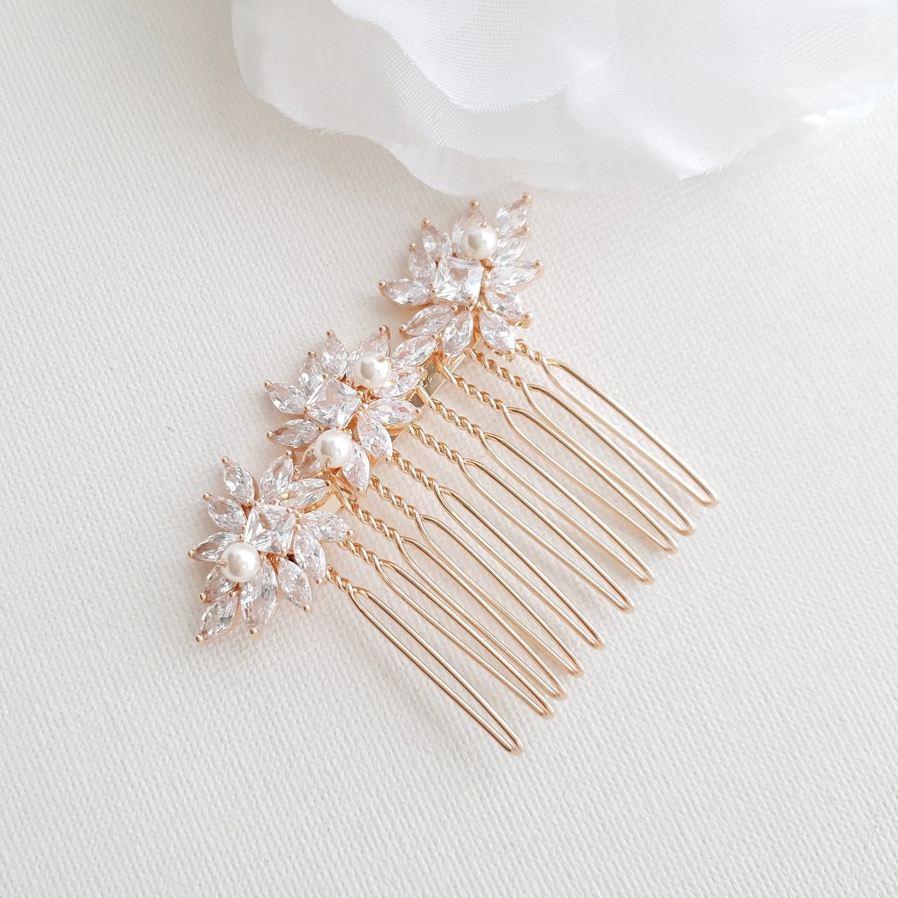 Rose Gold Hair Combs for Brides- Bridget