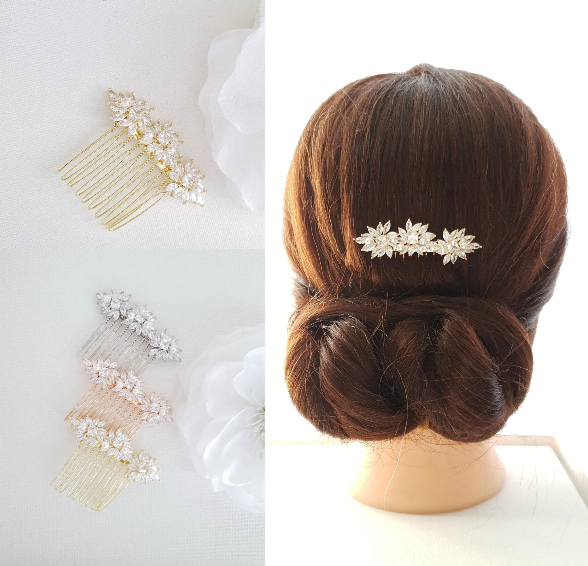 Rose Gold Hair Combs for Brides- Bridget