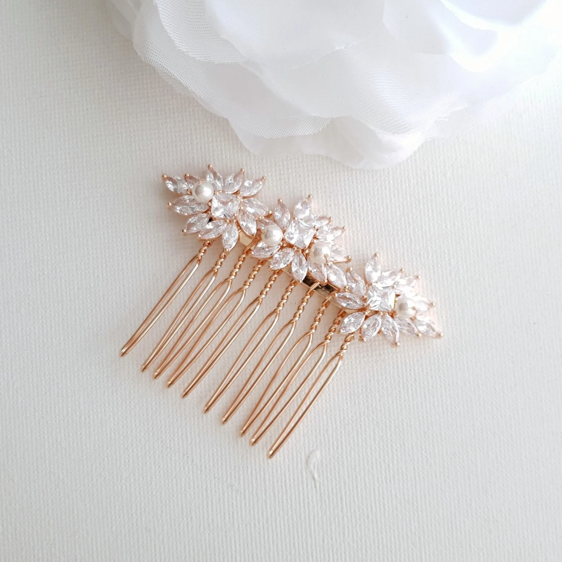 Rose Gold Hair Combs for Brides- Bridget