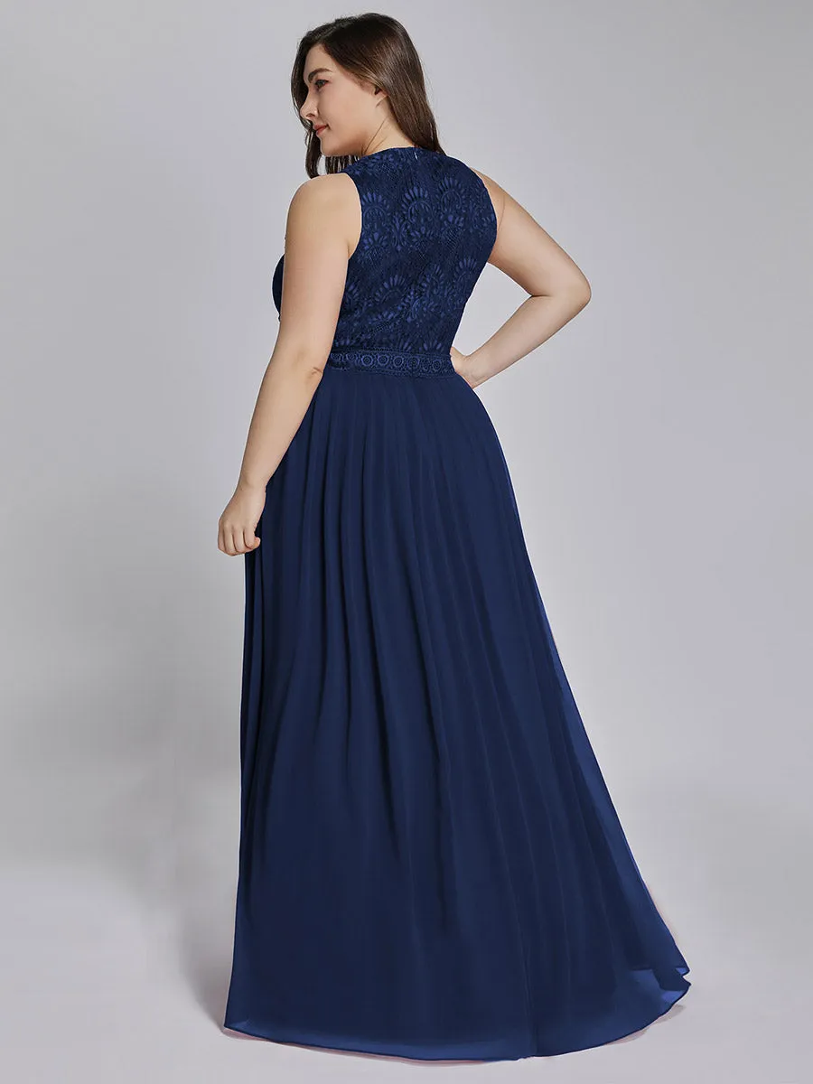 Round Neck Maxi Long Wholesale Plus Size Party Dresses for Women