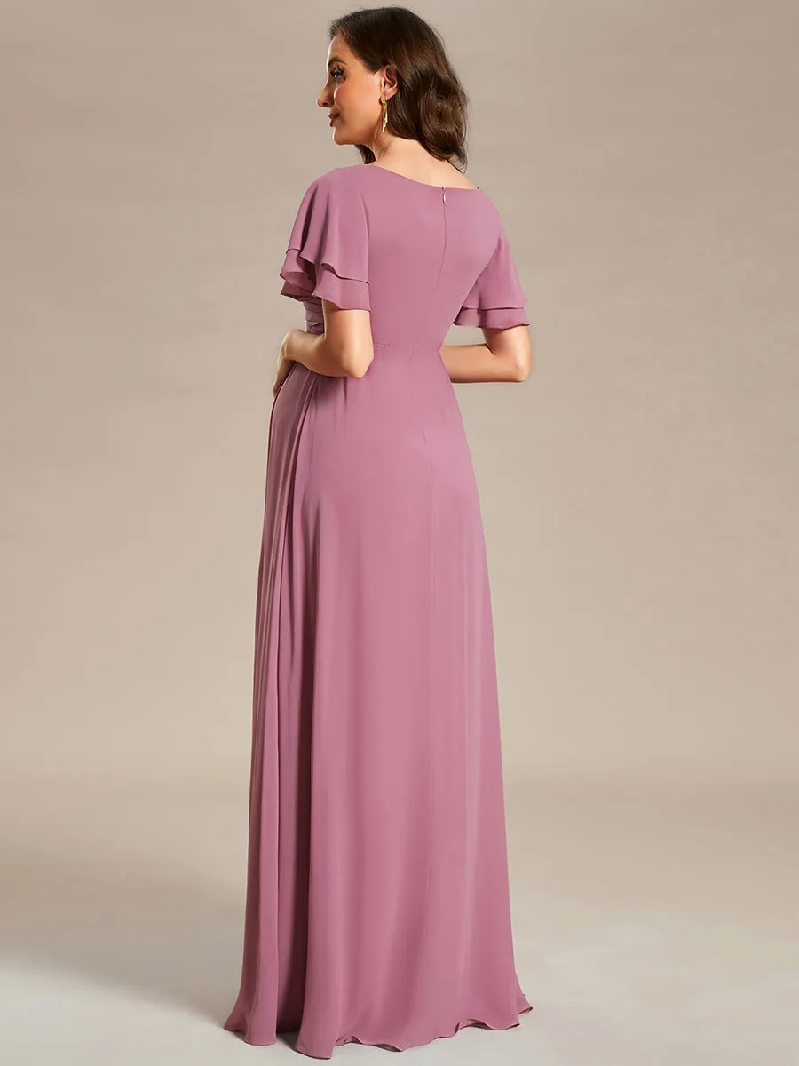 Ruffle Sleeves Split Chiffon Wholesale Maternity Dresses