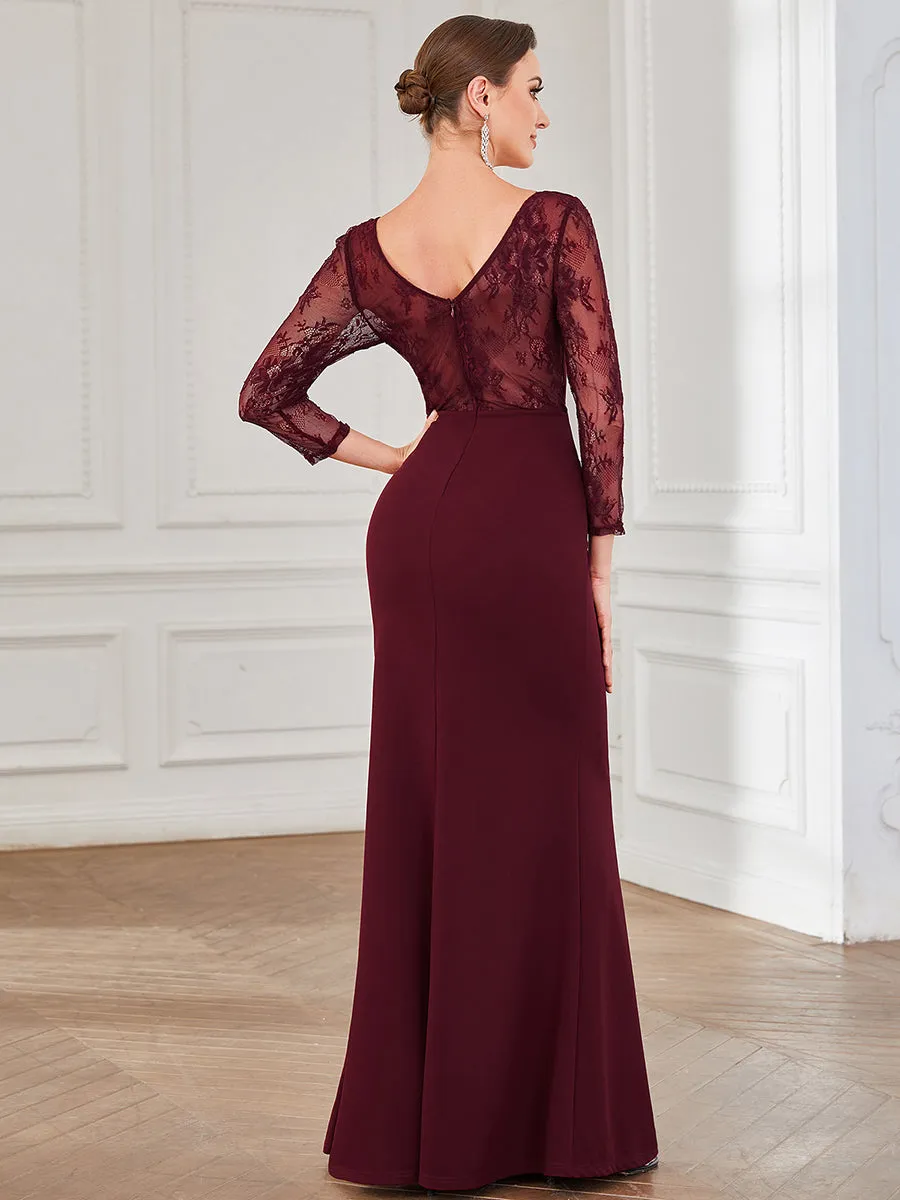 Sexy Deep V Neck A Line See Through Sleeves Wholesale Evening Dresses