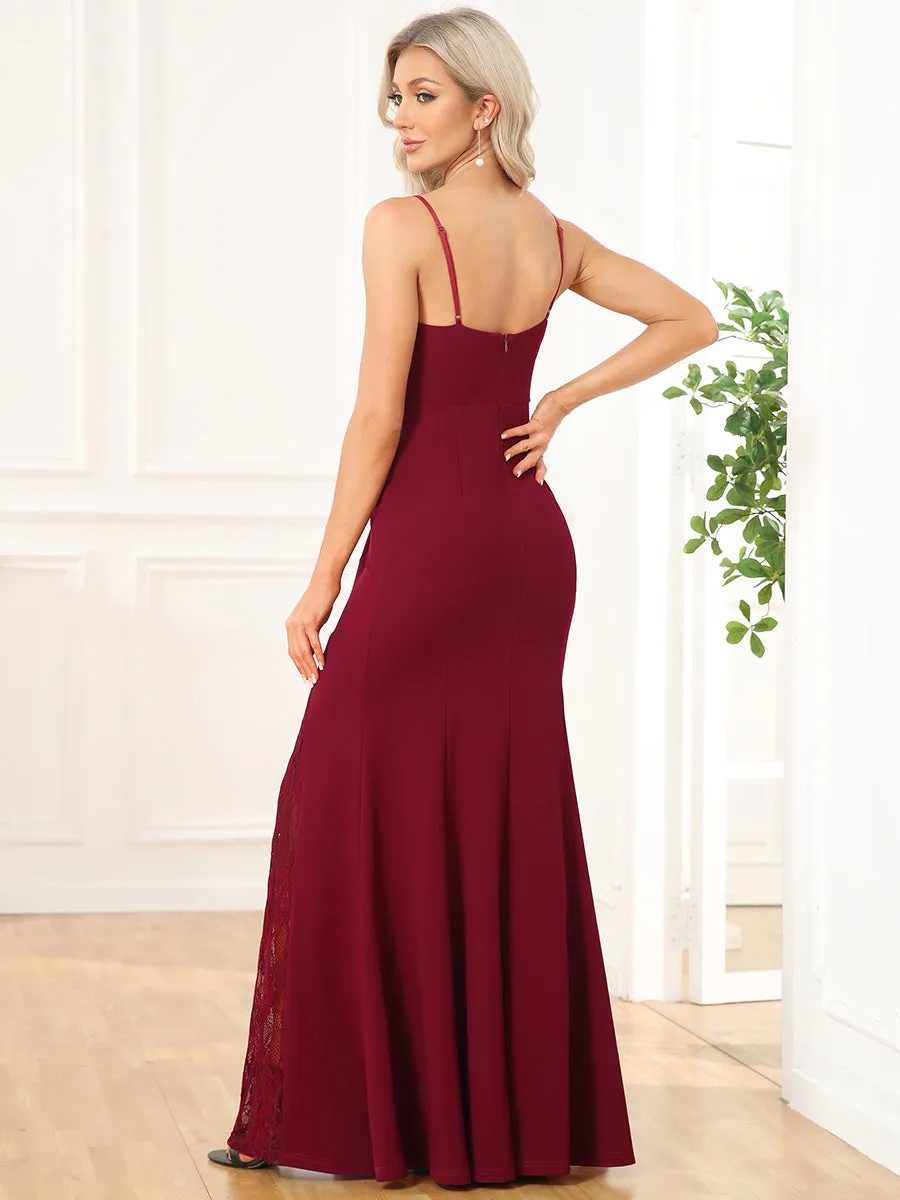 Sexy Spaghetti Straps V Neck Fishtail Wholesale Evening Dresses