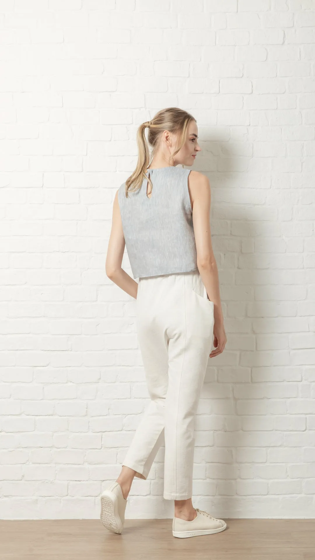 Silk Linen Sleeveless Croptop