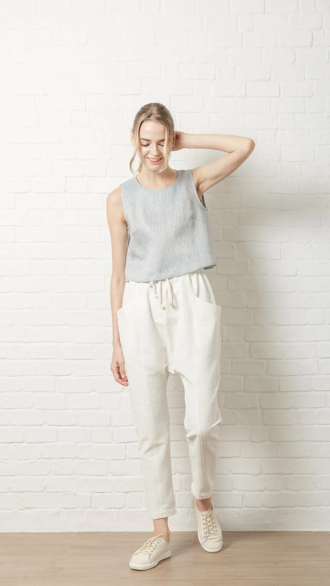 Silk Linen Sleeveless Croptop