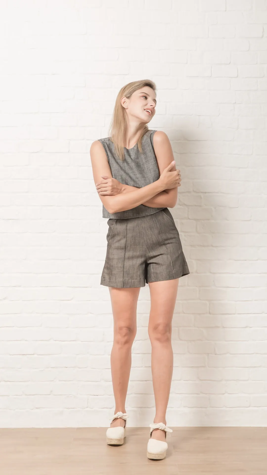 Silk Linen Sleeveless Croptop