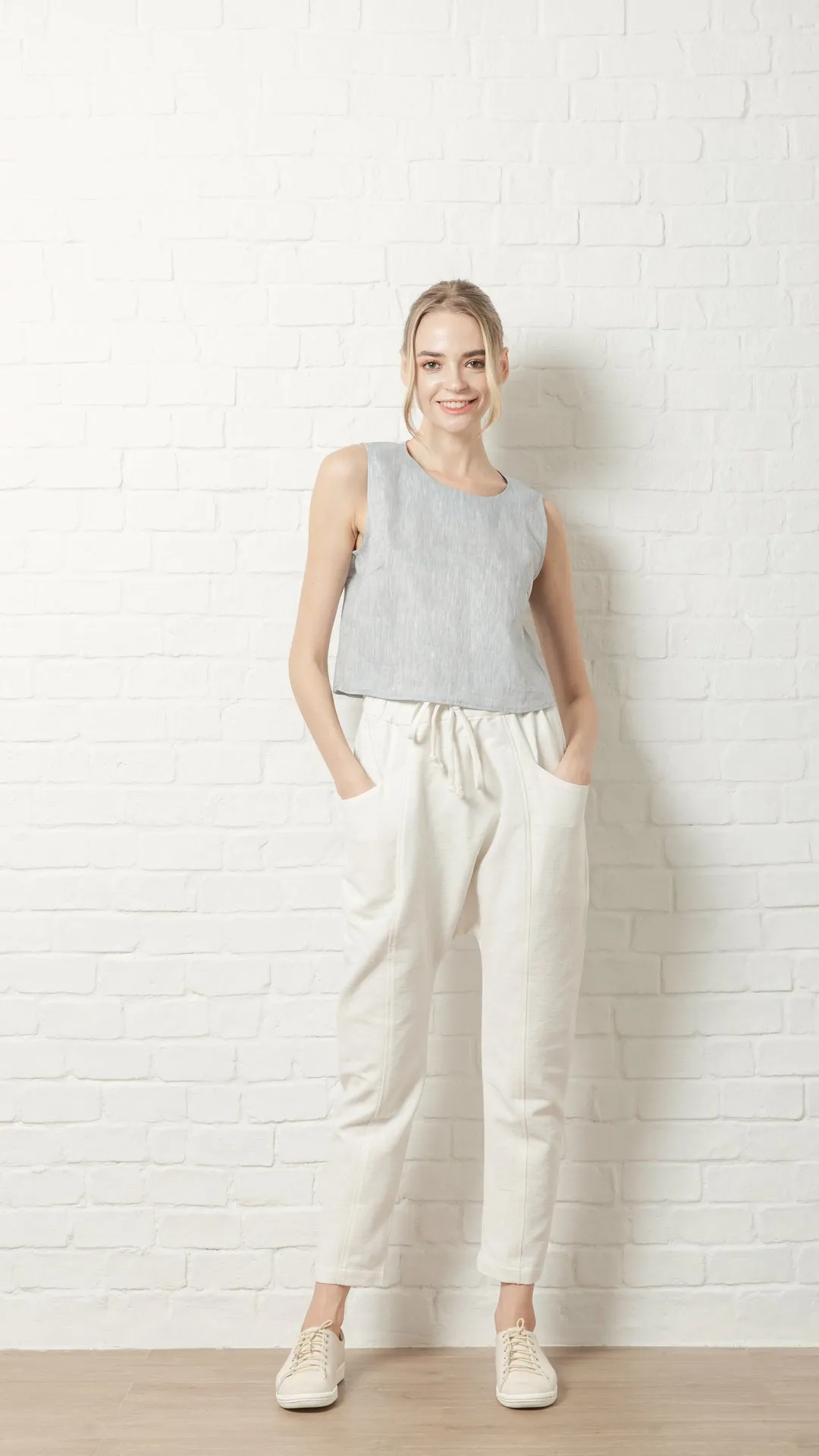 Silk Linen Sleeveless Croptop