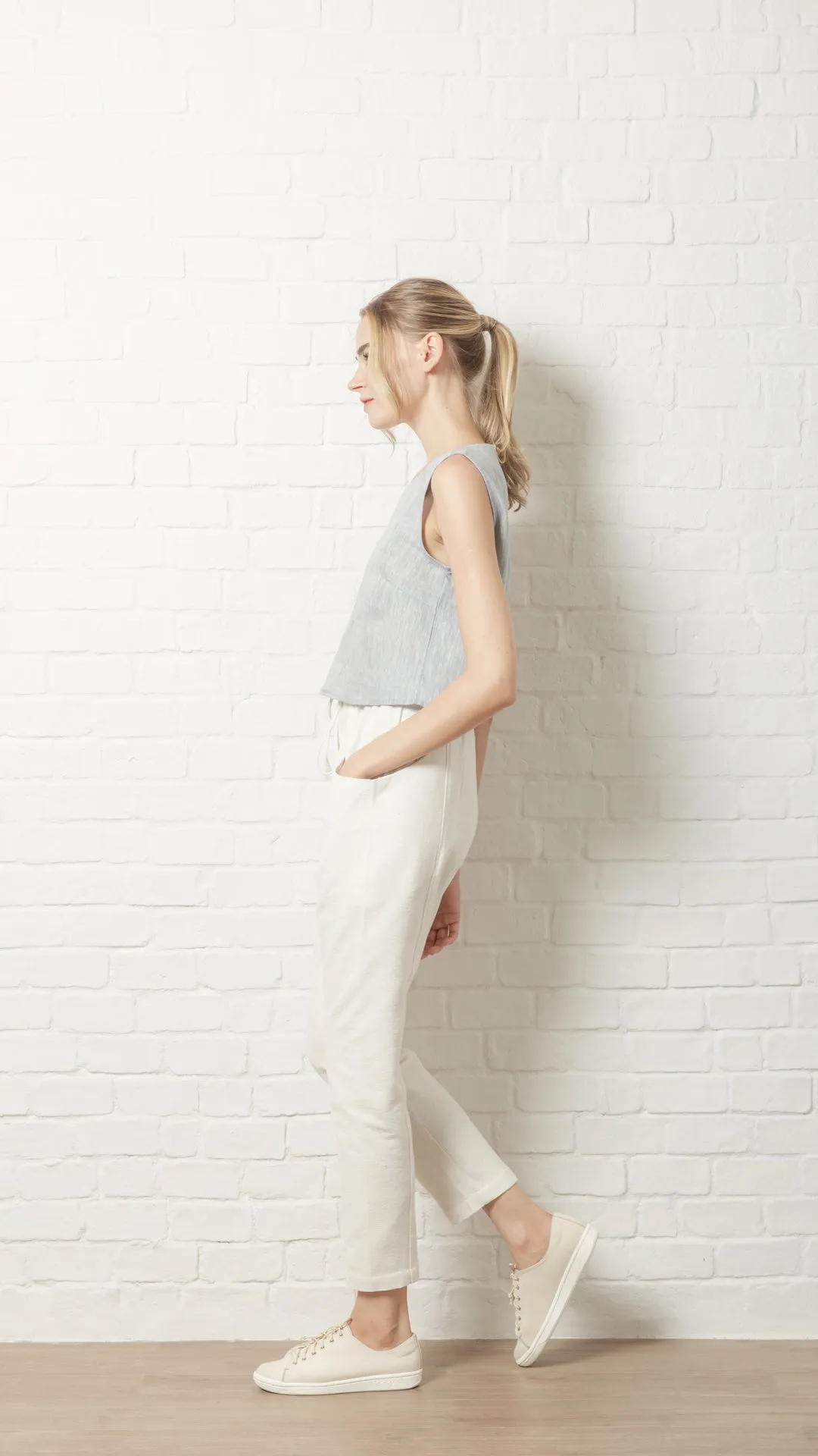 Silk Linen Sleeveless Croptop