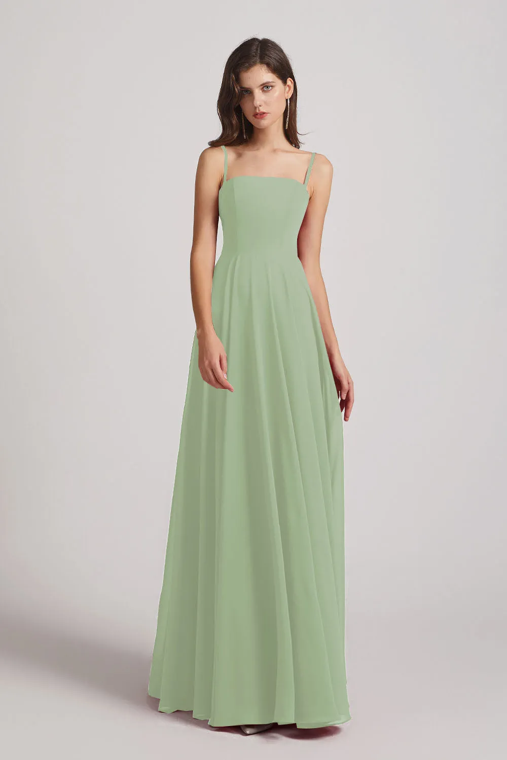 Spaghetti Straps A-Line Chiffon Pleated Bridesmaid Dresses (AF0063)