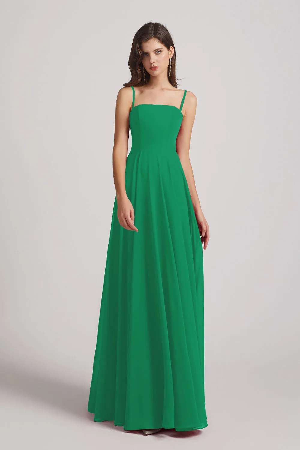 Spaghetti Straps A-Line Chiffon Pleated Bridesmaid Dresses (AF0063)