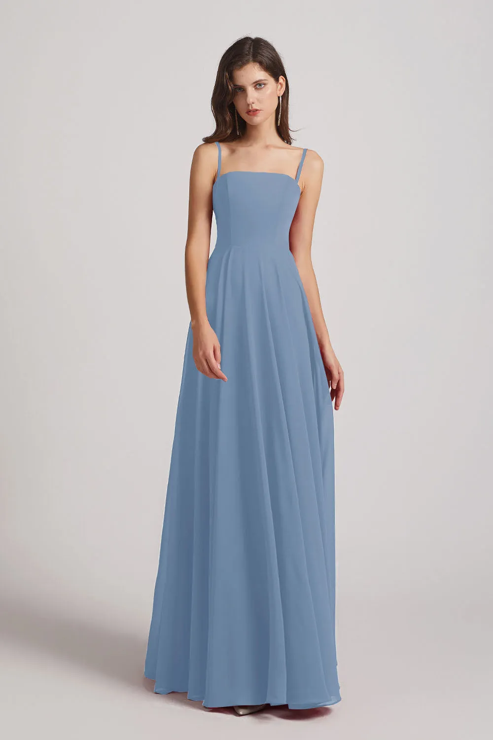 Spaghetti Straps A-Line Chiffon Pleated Bridesmaid Dresses (AF0063)