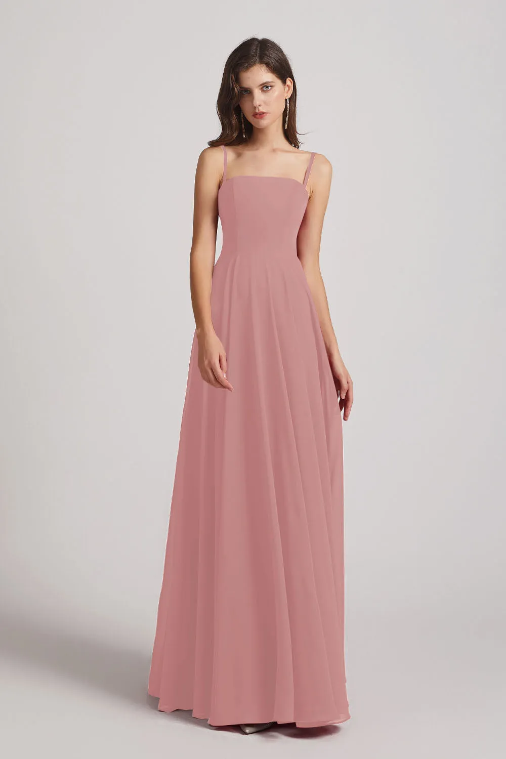 Spaghetti Straps A-Line Chiffon Pleated Bridesmaid Dresses (AF0063)