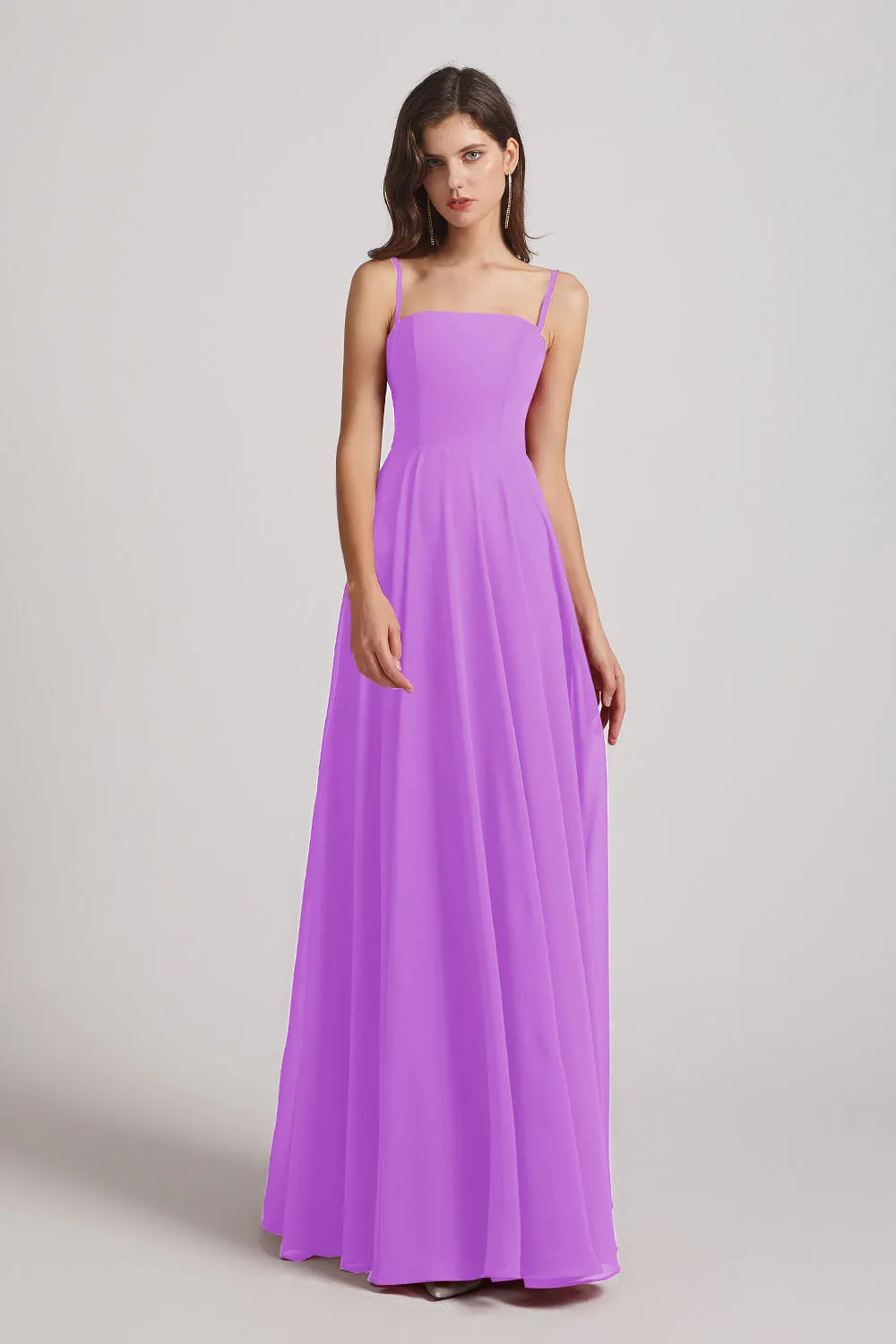 Spaghetti Straps A-Line Chiffon Pleated Bridesmaid Dresses (AF0063)