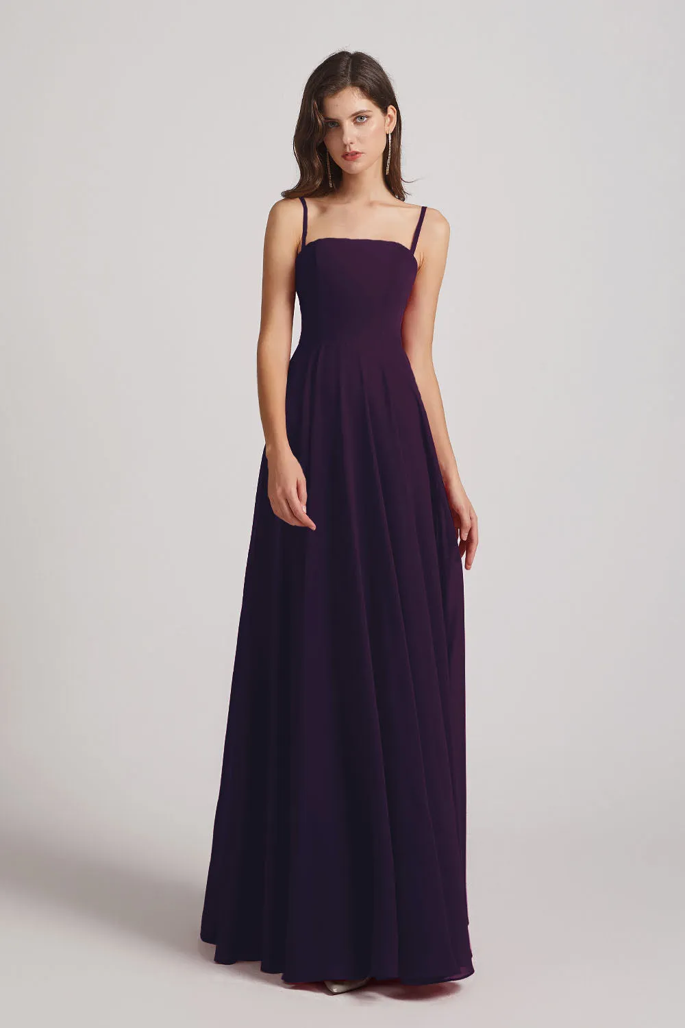 Spaghetti Straps A-Line Chiffon Pleated Bridesmaid Dresses (AF0063)