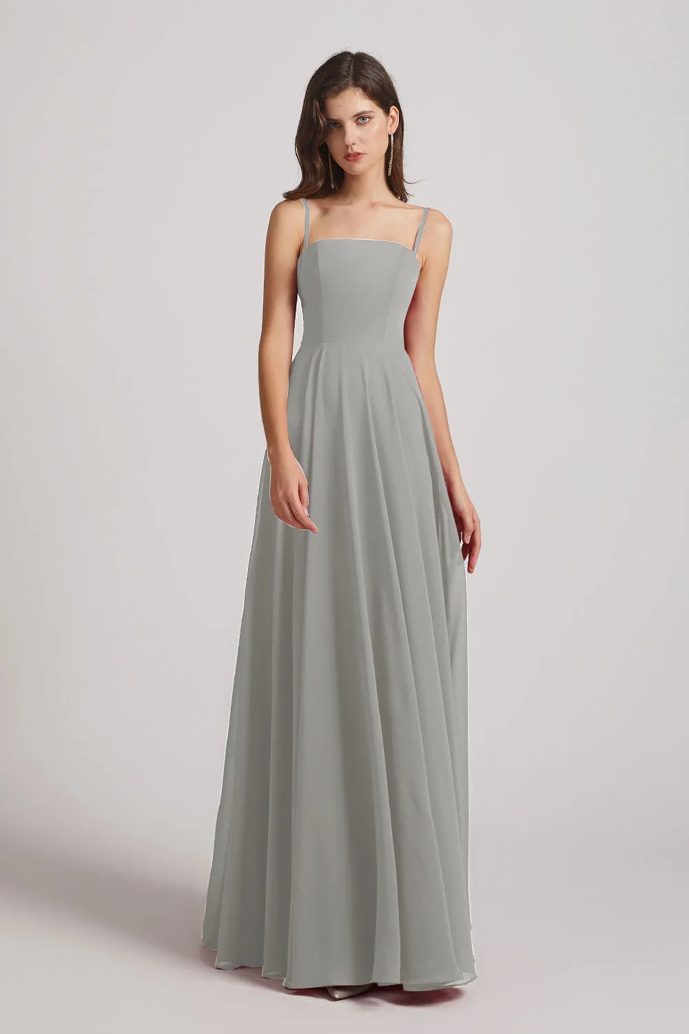 Spaghetti Straps A-Line Chiffon Pleated Bridesmaid Dresses (AF0063)