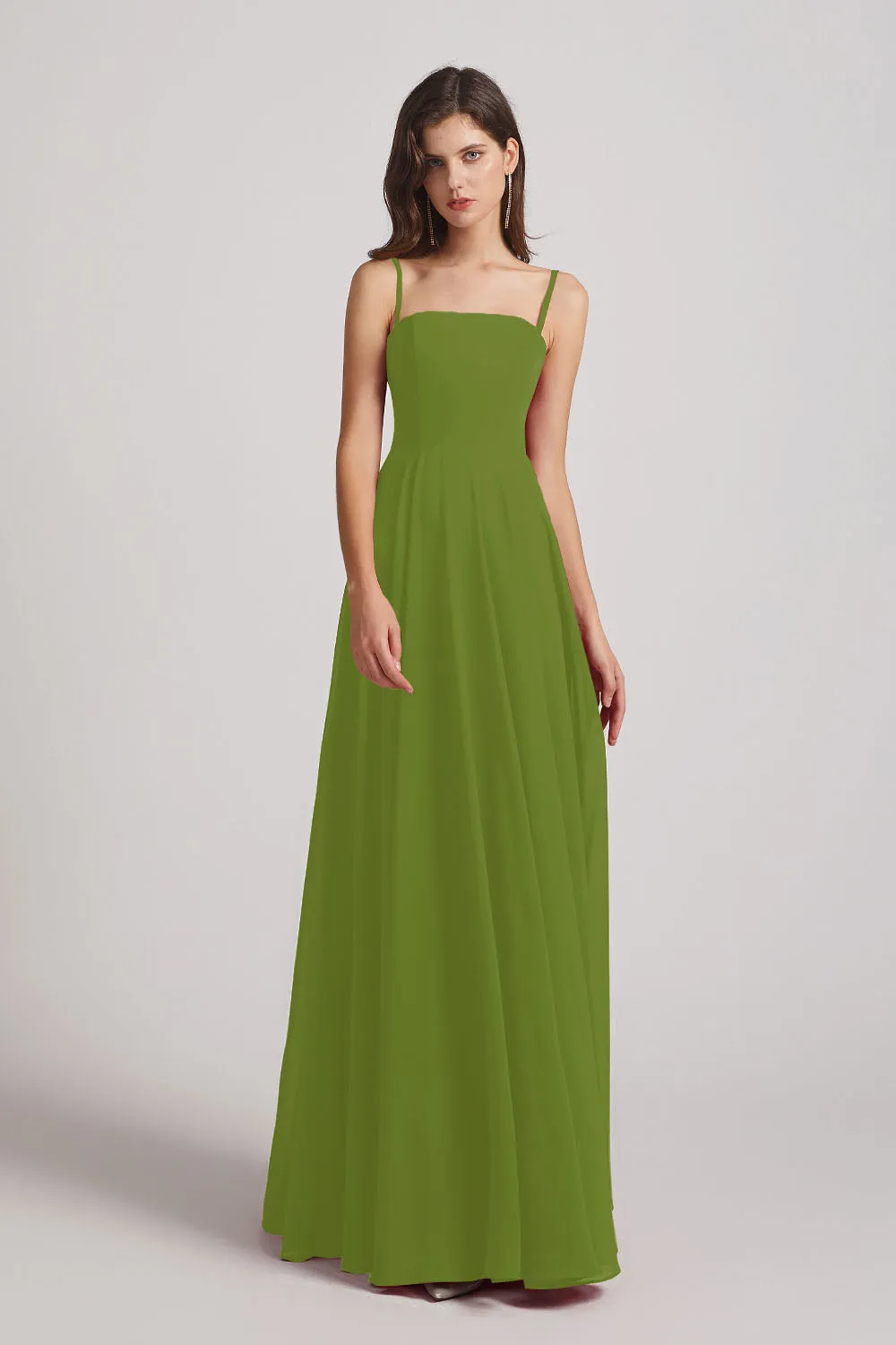 Spaghetti Straps A-Line Chiffon Pleated Bridesmaid Dresses (AF0063)