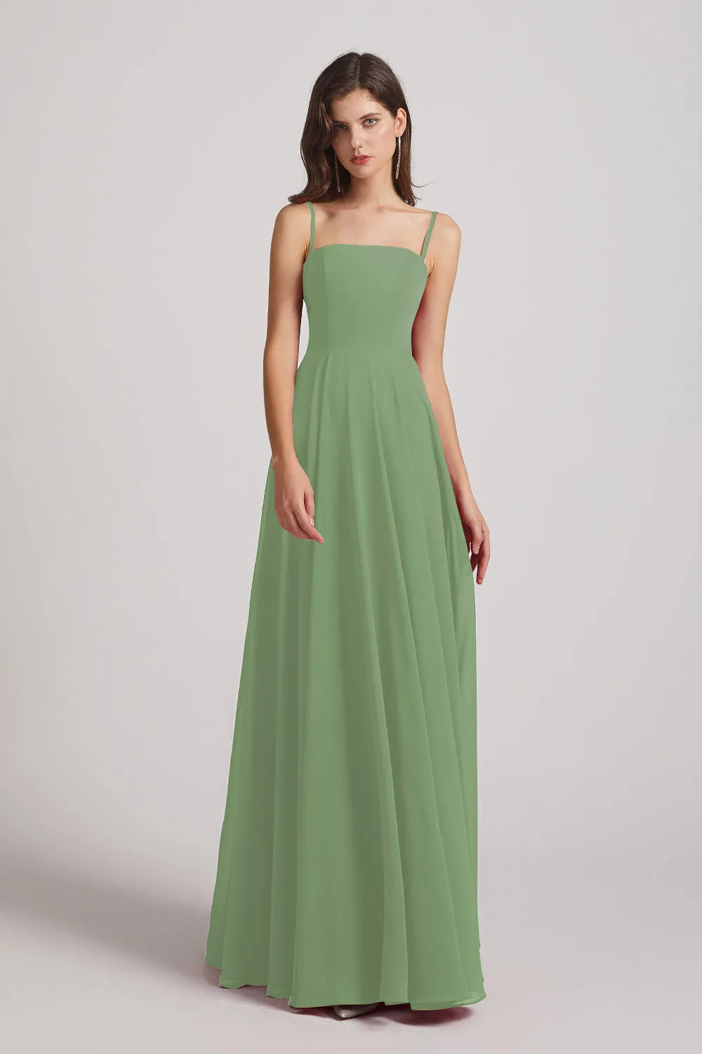 Spaghetti Straps A-Line Chiffon Pleated Bridesmaid Dresses (AF0063)