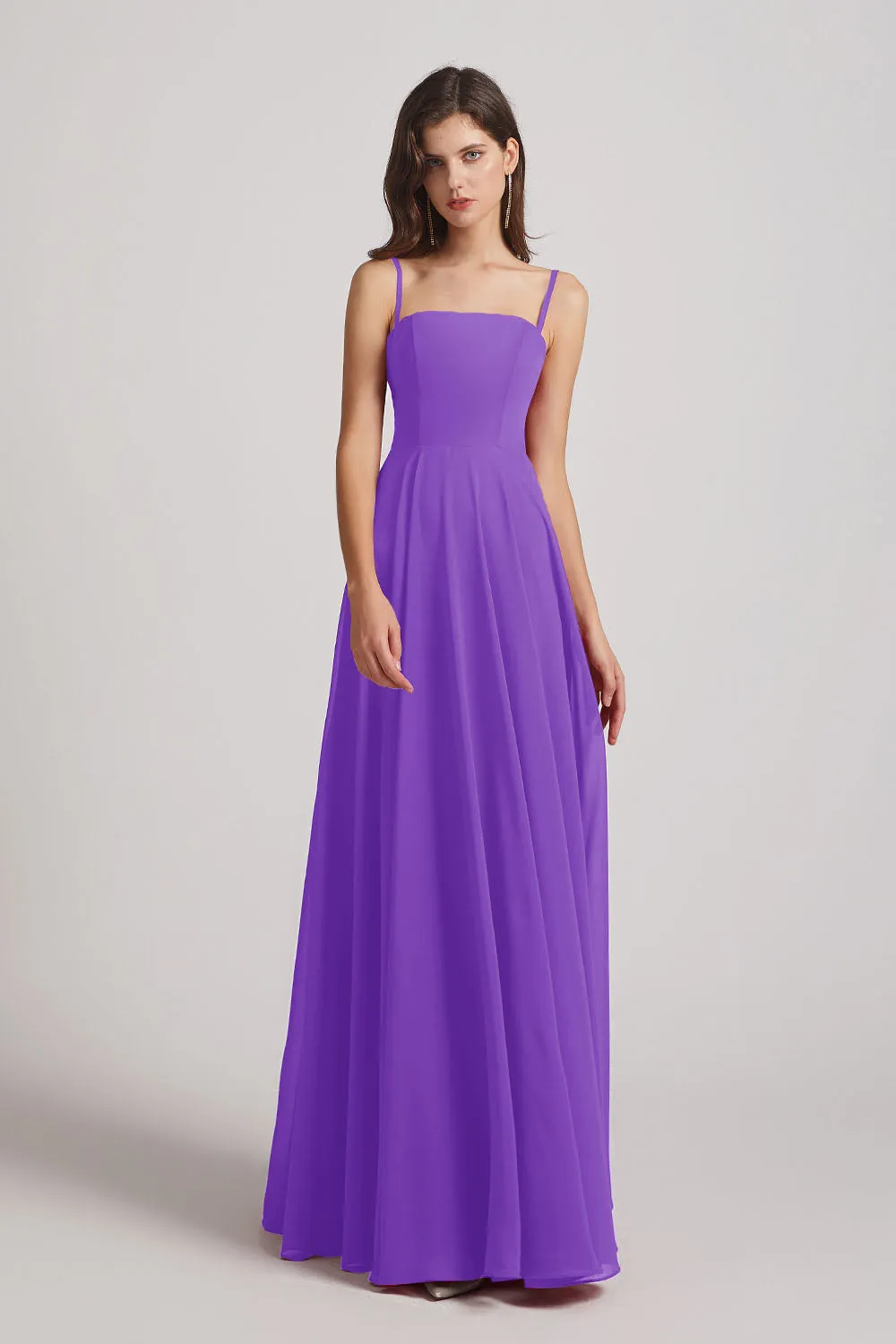 Spaghetti Straps A-Line Chiffon Pleated Bridesmaid Dresses (AF0063)