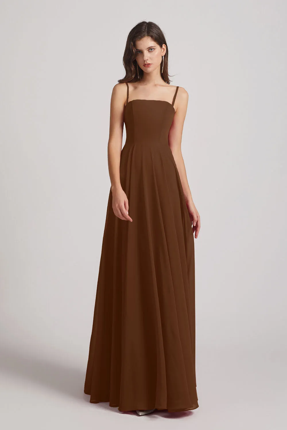 Spaghetti Straps A-Line Chiffon Pleated Bridesmaid Dresses (AF0063)