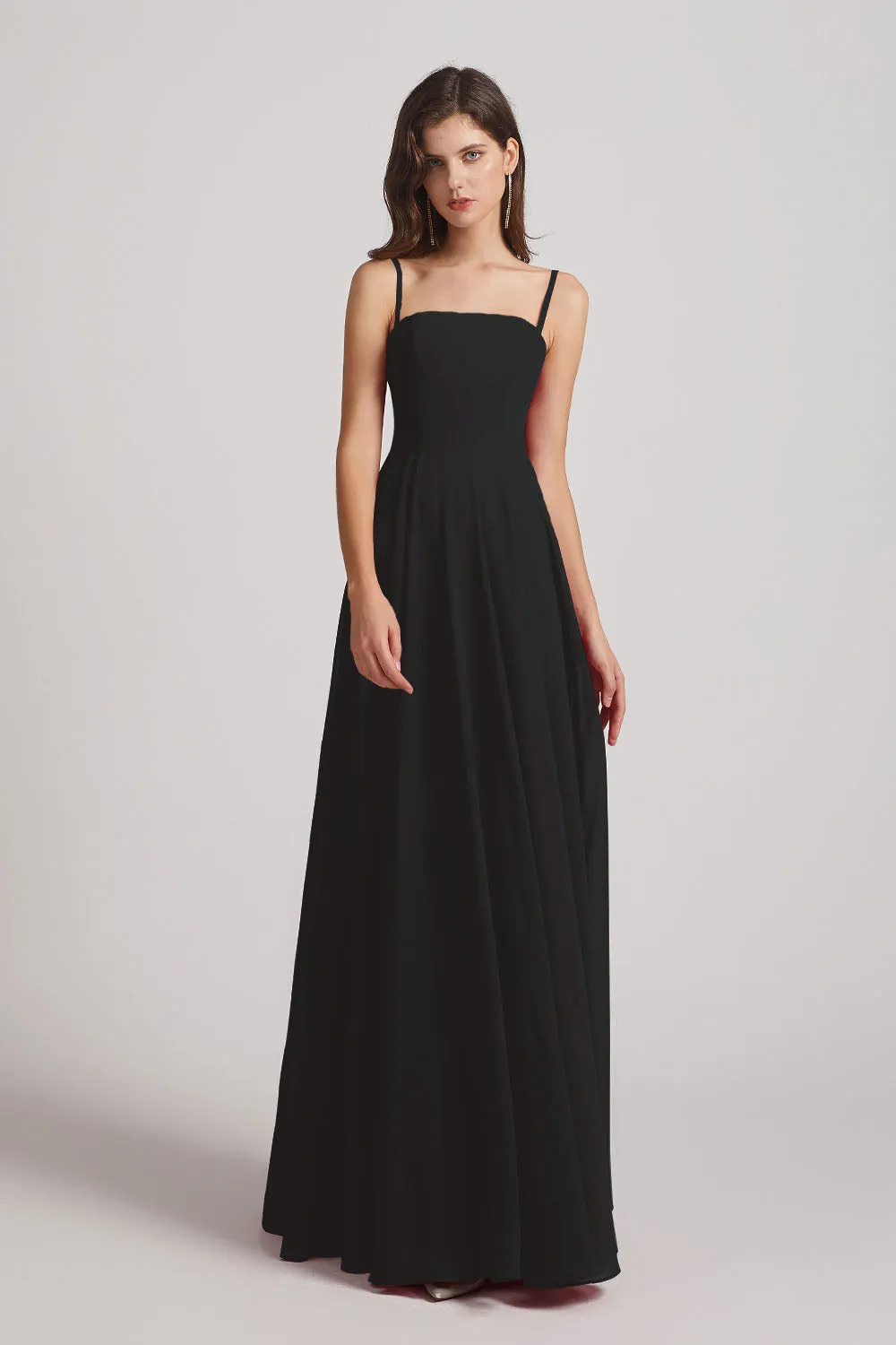 Spaghetti Straps A-Line Chiffon Pleated Bridesmaid Dresses (AF0063)