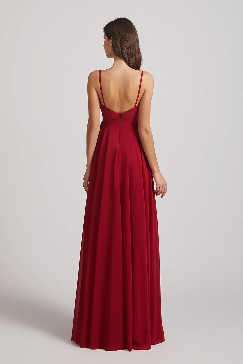 Spaghetti Straps A-Line Chiffon Pleated Bridesmaid Dresses (AF0063)