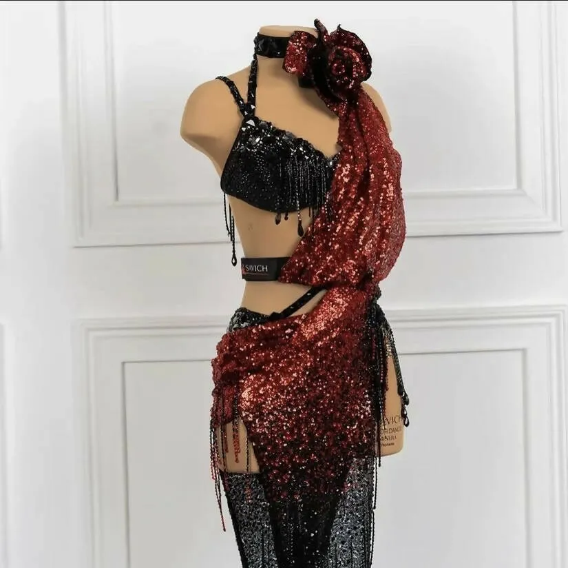 Sponsored Black & Red Sparkle Dress for Latin