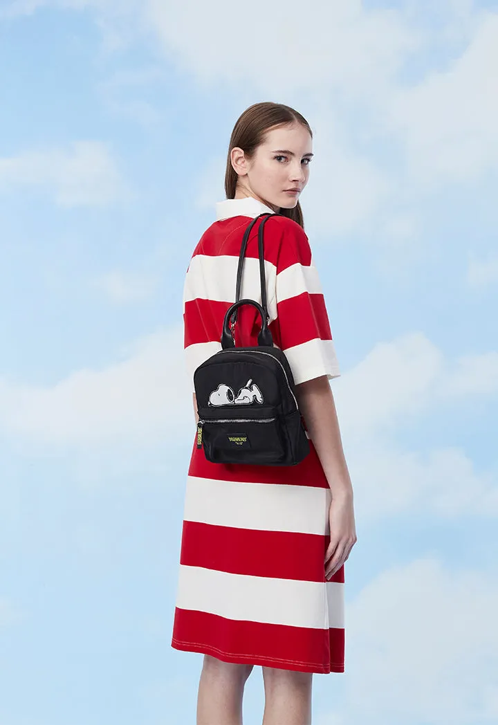 Striped Snoopy Embroidered Dress