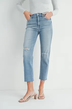 The Amelia Distressed Slim Straight Jeans