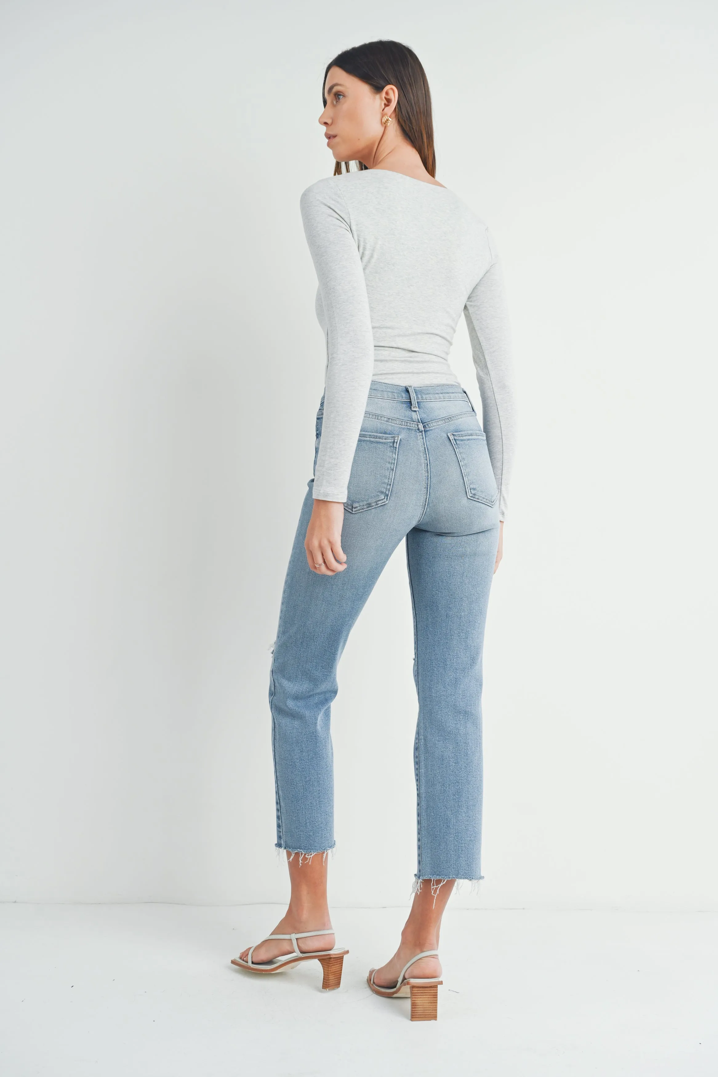 The Amelia Distressed Slim Straight Jeans