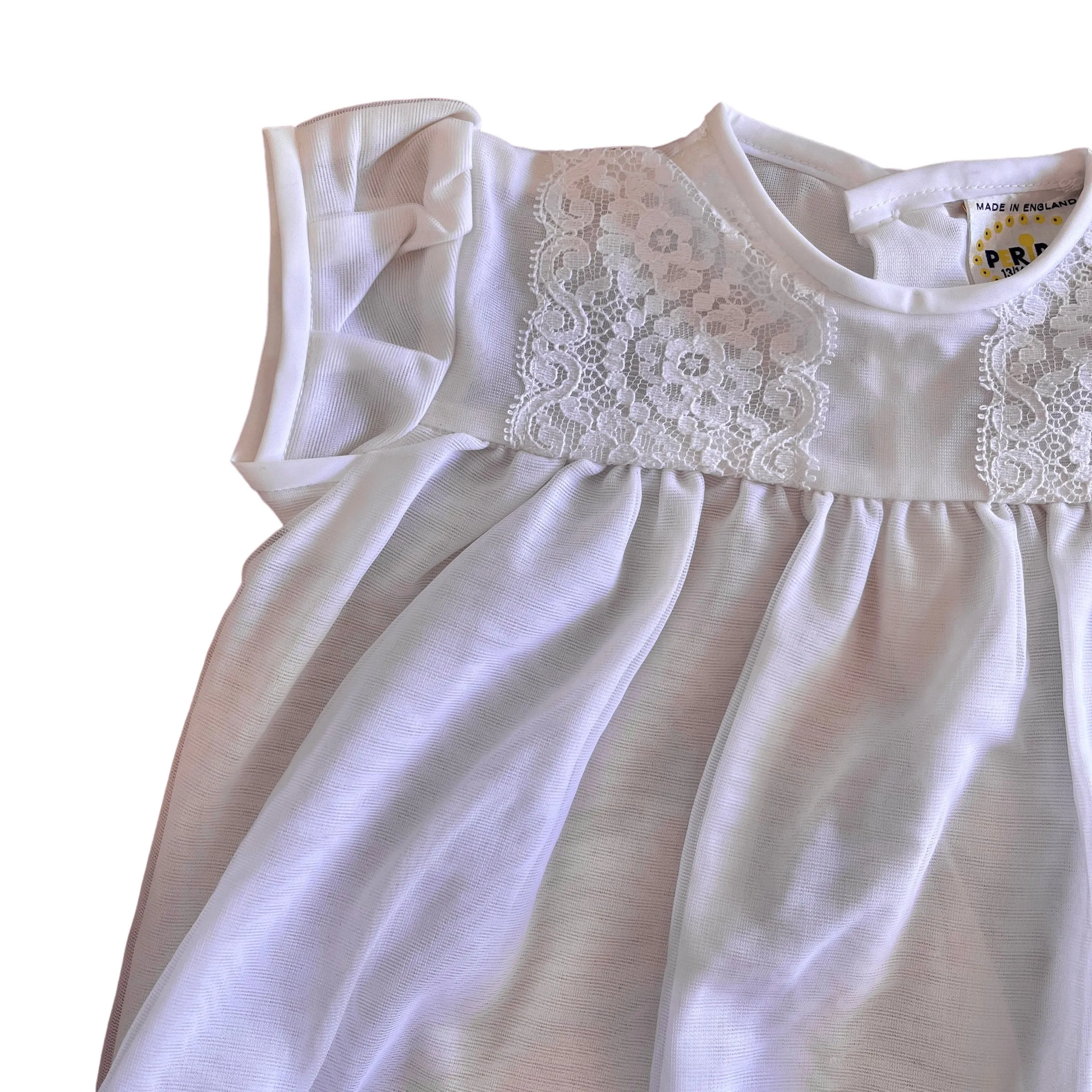 Vintage 60s Baby White Sheer Dress  6-9 Months