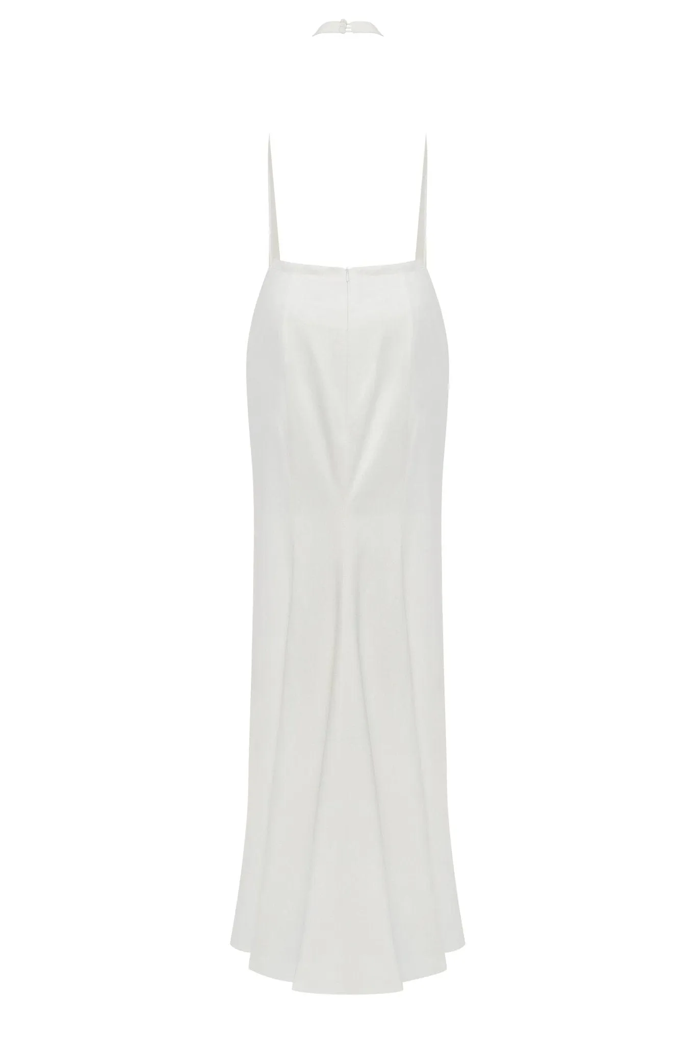 White Mock neck sleeveless low slit dress